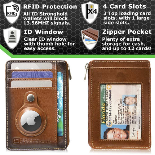 RFID Secure Slim Leather AirTag Wallet