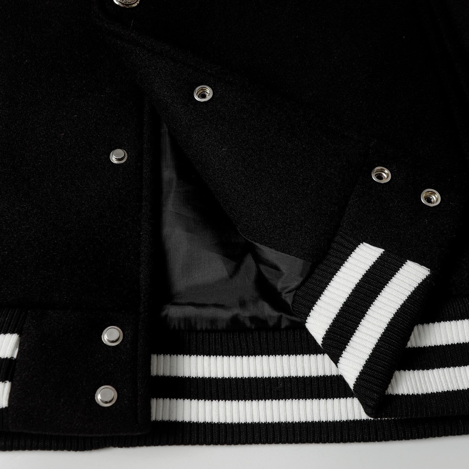 Chrome-Hearts Layered Cross Varsity Jacket - Black White Street Style Outerwear 2208