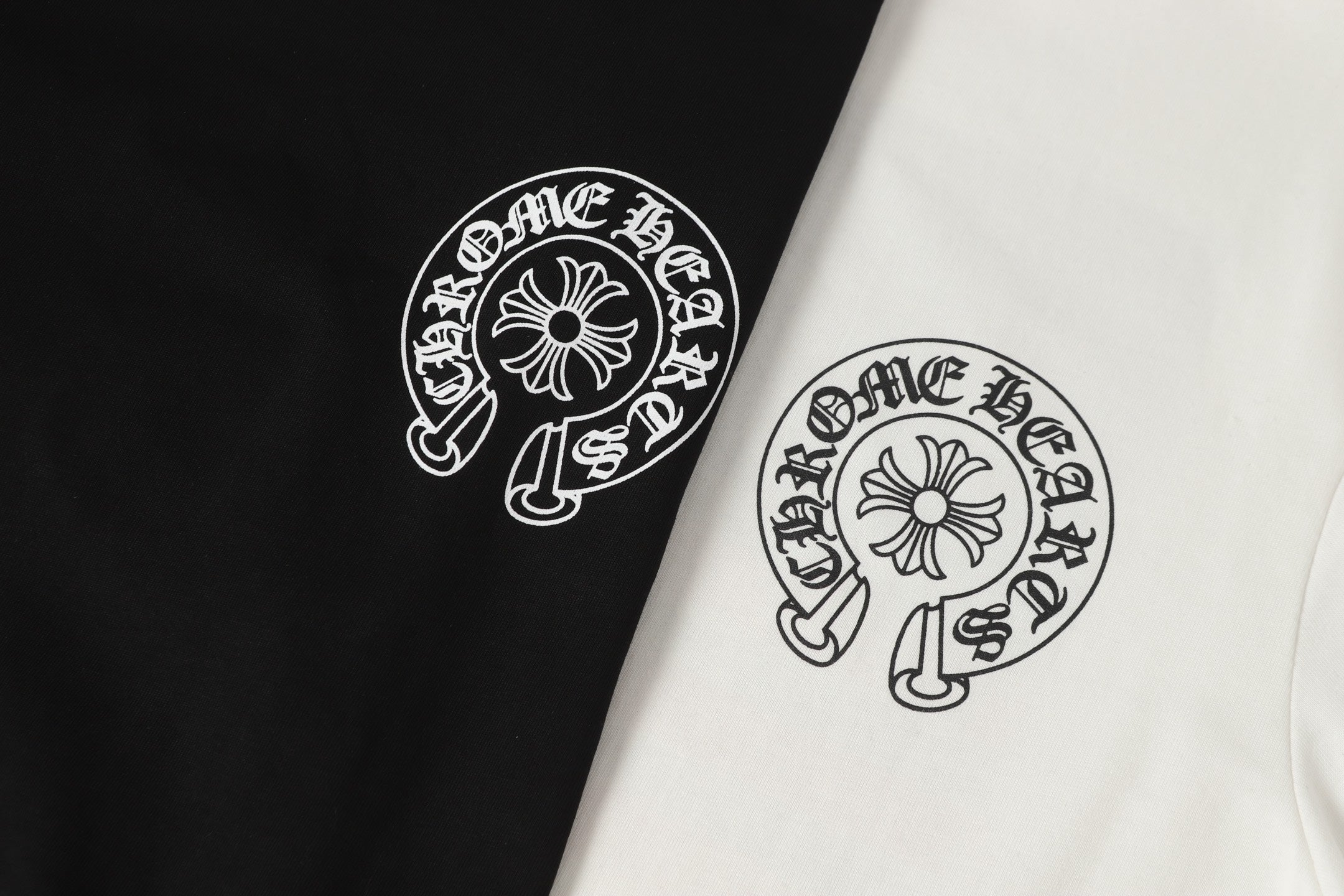 Chrome-Hearts Logo Flag Long Sleeve Tee - Black White Gothic Street T-Shirt K2126