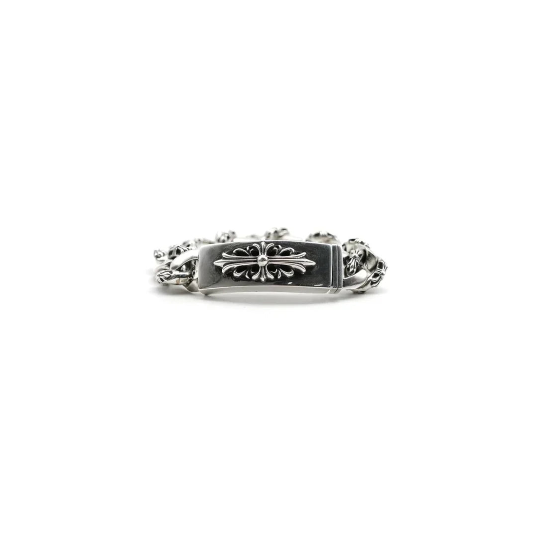 Chrome-Hearts Silver Cross Link Cuban Bracelet
