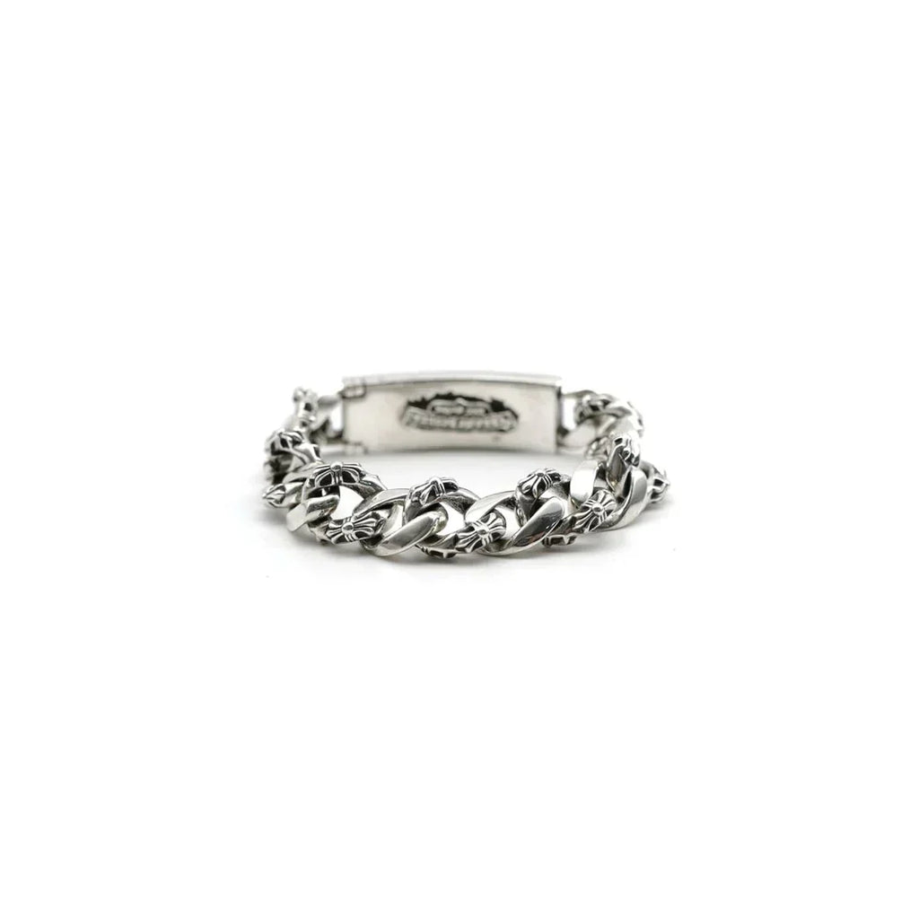 Chrome-Hearts Silver Cross Link Cuban Bracelet