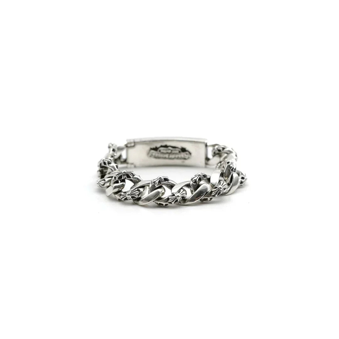 Chrome-Hearts Silver Cross Link Cuban Bracelet